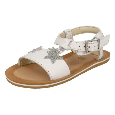 (White, UK 9.5 Child) Girls Clarks Star Detailed Strappy Sandals Finch Summer T