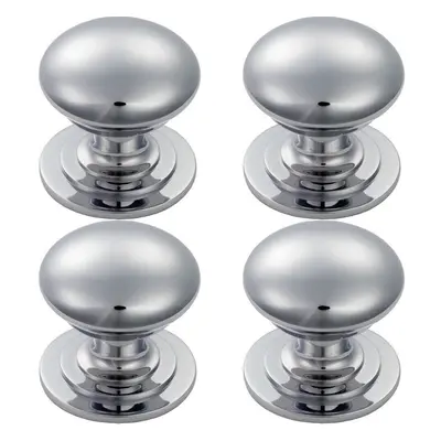 4x Victorian Round Cupboard Door Knob 42mm Dia Polished Chrome Cabinet Handle