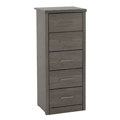 Lisbon Drawer Narrow Chest Black Wood Grain