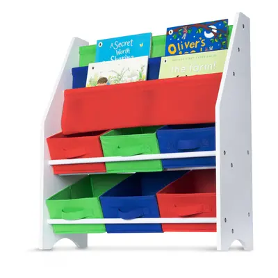 (Multi Colour) LIVIVO Children Book Shelf with Sling Storage Rack