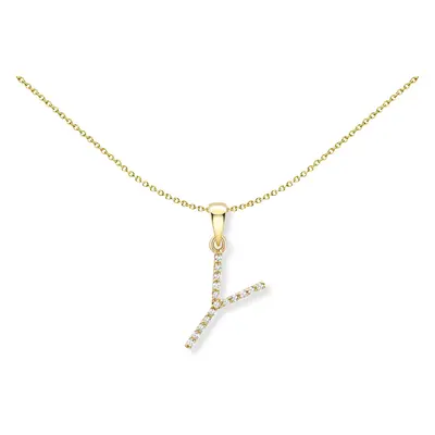 Jewelco London 9ct Yellow Gold Diamond Initial Charm Pendant Letter Y 7mm x 15mm - INNR0212-Y