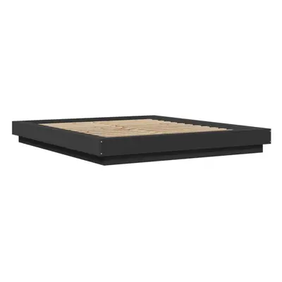 (black, x cm) vidaXL Bed Frame and LED Lights Bed Base Mattress Foundation Engineered Wood