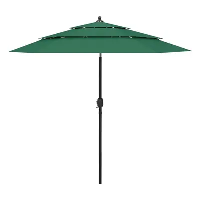 vidaXL 3-Tier Garden Parasol with Aluminium Pole Canopy Outdoor Umbrella Green