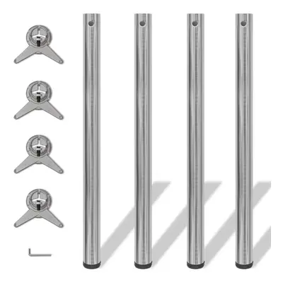 vidaXL Height Adjustable Table Legs Brushed Nickel 870mm Spare Feet Foot