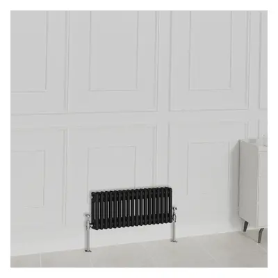 (300x830mm-2 Column, Black) NRG Traditional Radiator Horizontal Vertical Cast Iron Style Double 