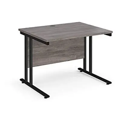 Mr Office Maestro straight desk 800mm deep - black legs, Grey oak