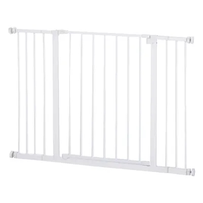 PawHut Pressure Fitted Pet Dog Safety Gate Metal Fence cm Tall, White