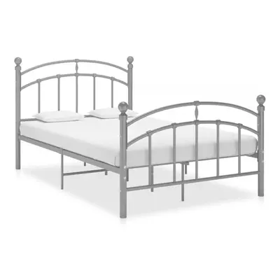 vidaXL Bed Frame Grey Metal 120x200 cm Bedroom Adults Kids Bed Base Bedstead