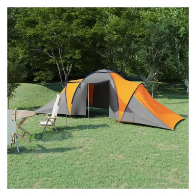 vidaXL Camping Tent Persons Grey and Orange Outdoor Hiking Sleeping House