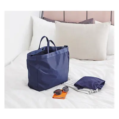 (Navy) Waterproof Travel Bag Large Capacity Double Layer Storage Bag Portable Duffle Bags Packin