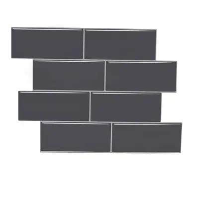 (Black) 12inch DIY Tile Stickers 3D Brick Wall Self-adhesive Sticker Bathroom Kitchen