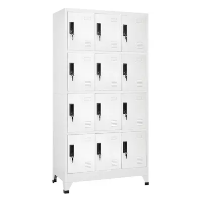 vidaXL Locker Cabinet White Steel Office Indoor Storage Filing Cabinet Locker