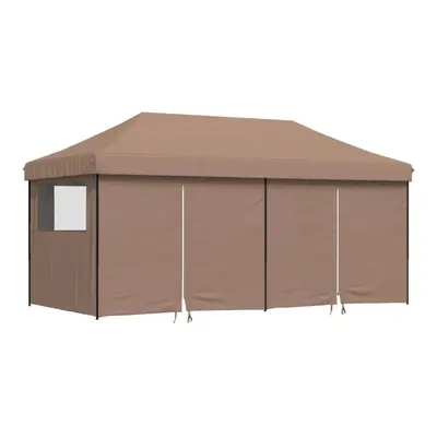 (brown, with sidewalls) vidaXL Foldable Tent Pop-Up with Side Walls Outdoor Party Tent Garden Ga