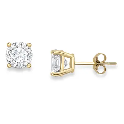 Jewelco London 9ct Yellow Gold Cubic Zirconia Simple 4-Claw Solitaire Stud Earrings 5mm - SENR02