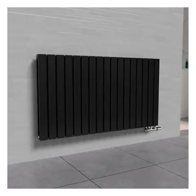 Nes Home X 600mm Horizontal Panel Side Connection Black Designer Radiator