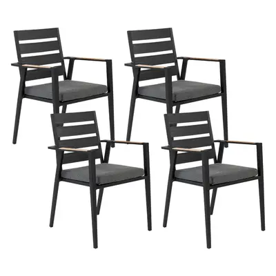 Set of Garden Chairs with Cushions TAVIANO Metal Black