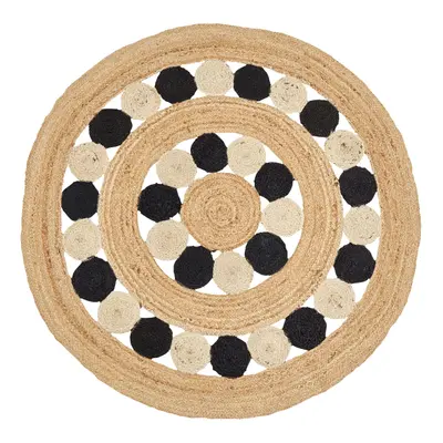 Round Jute Area Rug cm Beige and Black HOVIT