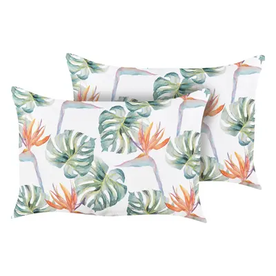 Set of Outdoor Cushions Plant Pattern TORRAZZO x cm White