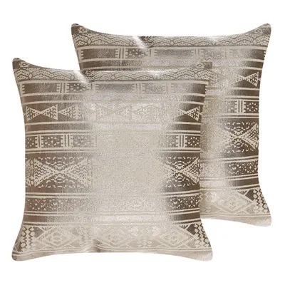 Set of Cotton Cushions Geometric Pattern x cm Rose Gold OUJDA