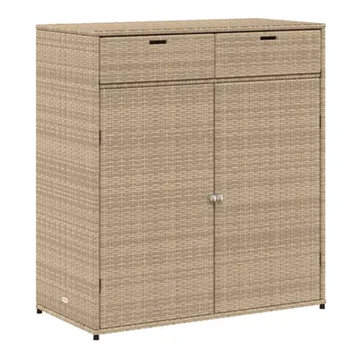 (beige) vidaXL Garden Storage Cabinet Outdoor Storage Box Cupboard Beige Poly Rattan