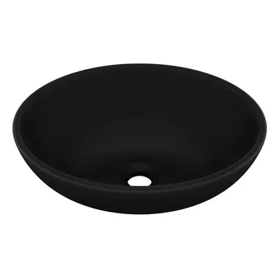 vidaXL Luxury Basin Oval-shaped Matt Black Ceramic Washroom Vanity Stone Sink