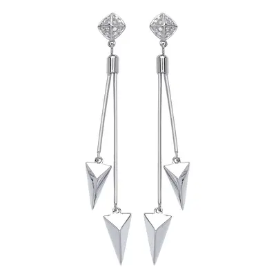 Jewelco London Ladies Sterling Silver Cubic Zirconia Roman Spears Drop Earrings - GVE557