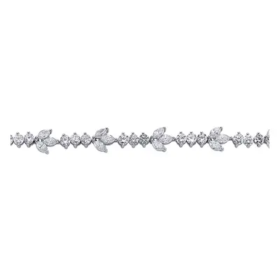 Jewelco London Ladies Sterling Silver Marquise Cubic Zirconia Leaf Tennis Bracelet 9mm - GVB002