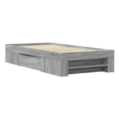 vidaXL Bed Frame Bed Base Bedstead Grey Sonoma 100x200 cm Engineered Wood