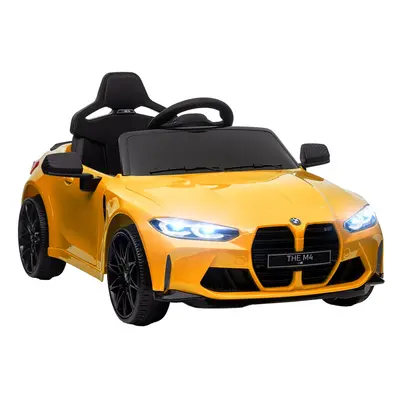 AIYAPLAY 12V BMW M4 Licensed Kids Electric Car w/ Remote, Suspension - Yellow