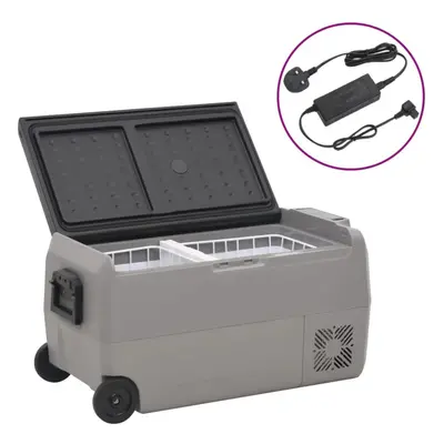 (36 l, with adapter) vidaXL Cool Box with Wheel and Handle Ice Box Cooler Black and Grey PP&PE