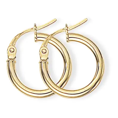 Jewelco London Ladies 9ct Yellow Gold 2mm Gauge Plain Polish Hoop Earrings 14mm - ENR02550