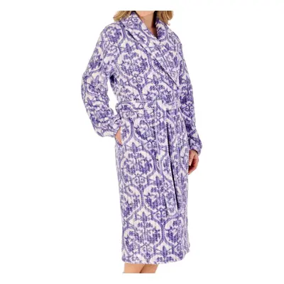 (Purple, - UK 24/26) Slenderella Ladies Damask Waffle Fleece Shawl Collar Dressing Gown