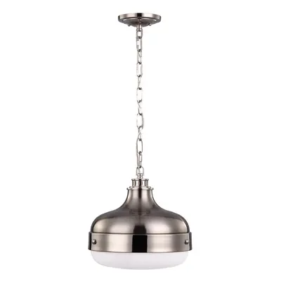 2 Bulb Ceiling Pendant Light Polished Nickel Finish Brushed Steel LED E27 75W