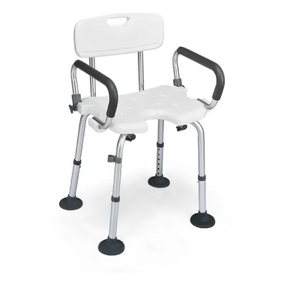 Shower Chair Height Adjustable Non-Slip w/ Removable Back & Arms 100KG