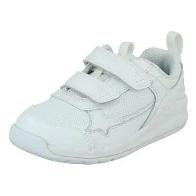 (White, UK 8.5 Child) Boys Clarks Hook & Loop Casual Trainers Orbit Sprint