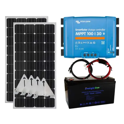 Victron 300w Solar Panel Kit MPPT Charging Controller Lithium Battery Flip Mount,Narrowboat Flip