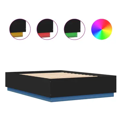 (black, x cm) vidaXL Bed Frame with LED Lights Bed Base Mattress Foundation Engineered Wood