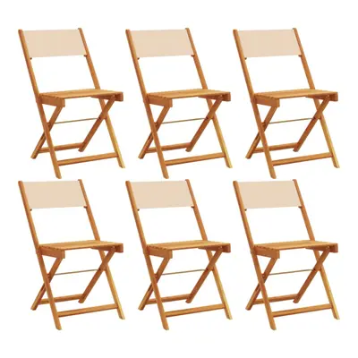 (beige, pcs) vidaXL Bistro Chairs Outdoor Chair Dining Chair Solid Wood Acacia and Fabric