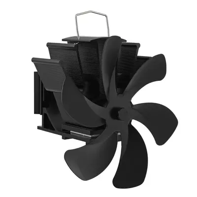 (Black) Blades Super Quiet Heat Powered Stove Fan Saving Wall Mounted Fireplace