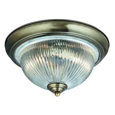 Traditional Bathroom Ceiling Light With Ribbed Clear Glass