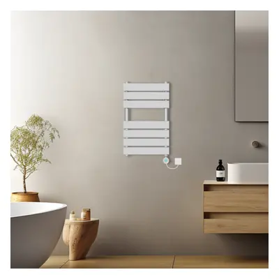 (Chrome, 650x400mm) Pre-filled Electric Heated Towel Rail Radiator Flat Panel Thermostatic