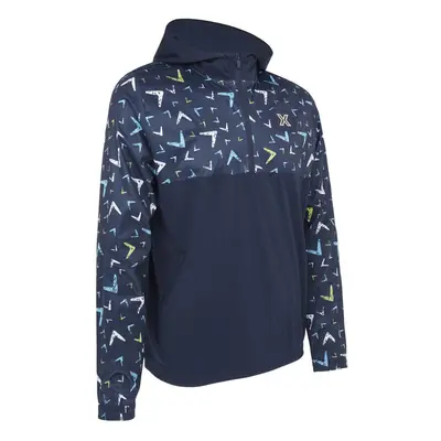 (L, Navy Blazer) Callaway Golf Mens Multi Colour Chev Print Quarter Zip Side Pockets Hoody