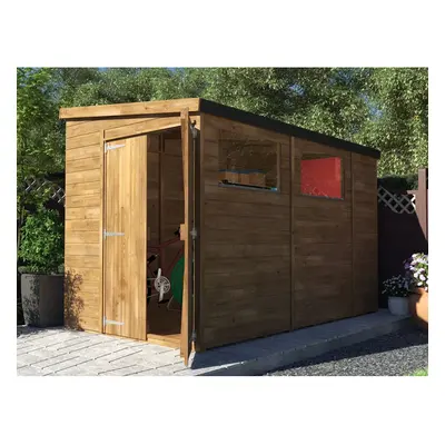 Dunster House Wooden Garden Shed 1.8m x 3m Outdoor Storage Building Overlord with Pent Roof and 