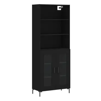 (black, glass doors) vidaXL Highboard Sideboard Storage Cabinet High Gloss White Engineered Wood