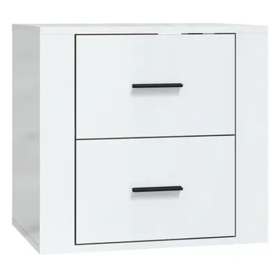 (High gloss white) vidaXL Wall-mounted Bedside Cabinet Indoor Floating Nightstand Multi Colours