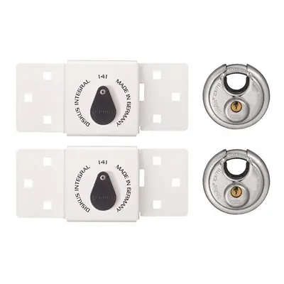 ABUS - 141/200 Diskus Integral Van Lock White & 26/70mm Diskus Padlock Twin Pack