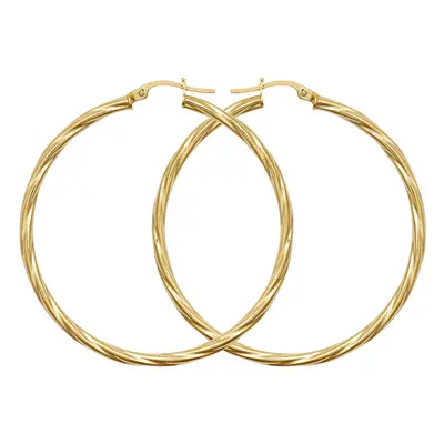 Jewelco London Ladies 9ct Yellow Gold Twisted 2.5mm Hoop Earrings 44mm - JER560F