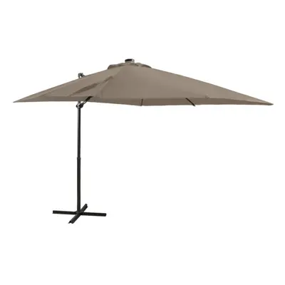 vidaXL Cantilever Umbrella with Pole and LED Lights Taupe cm Sunshade