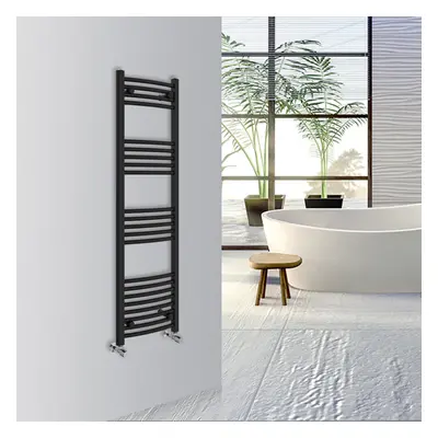 (Black, 1400x400mm) Warmehaus Curved Bathroom Heated Towel Rail Warmer Radiator Central Heating