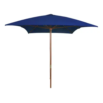 Outdoor Parasol with Wooden Pole Blue 200x300 cm